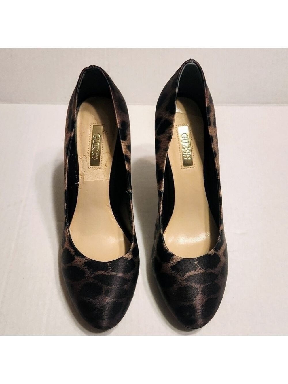 Guess Leopard Print Stiletto Heel Pumps Black Tan Size 6 Medium - Picture 4 of 12
